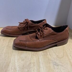 Vintage‎ Hugo Vitelli Red Marrón Crocodile Print Square Toe Loafers Sz 8.5